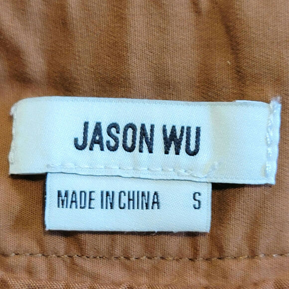 Jason Wu Embroidered Eyelet Midi Skirt Tiered Ruffle A Line Boho Chic Brown S - Picture 13 of 16